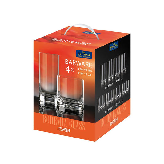 Bohemia Barware barglasset 8 delar – 4×410 ml + 4×470 ml - Björk & Bitter