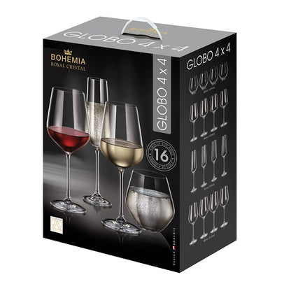 Bohemia Royal Crystal Globo glas - set 16 delar – 4×4 - Björk & Bitter